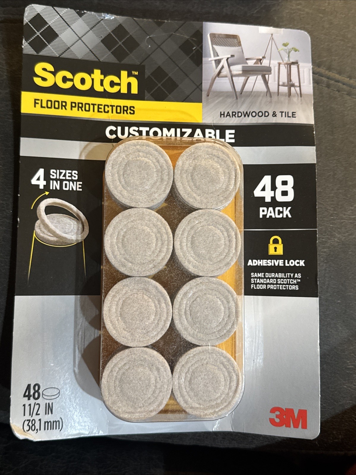 Scotch Floor Protector Pads Furniture, Customizable – 48 Pack 4 in one