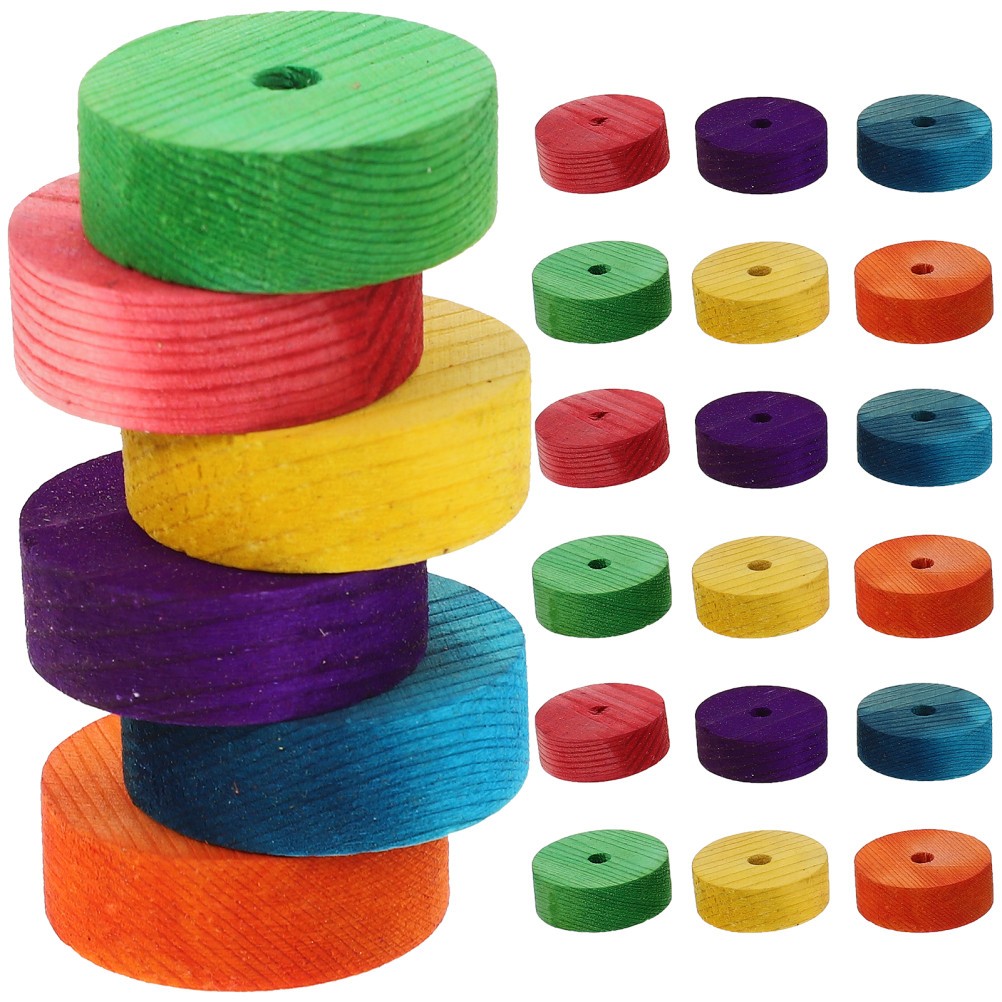 24Pcs Assorted Color Wooden Wheels for Craft Kids Toy Car DIY Wheels