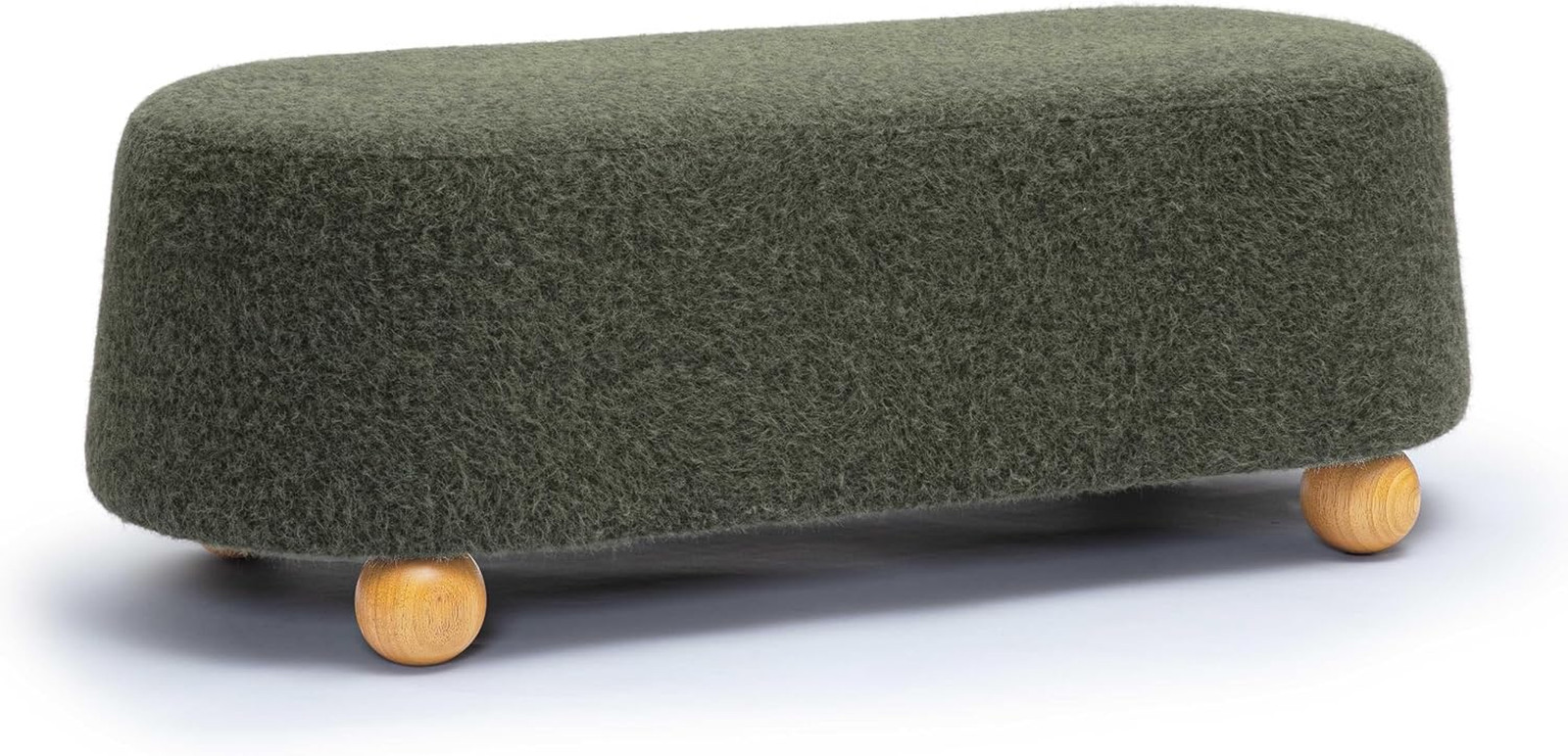 Jaine Forest Green Mohair Large Ottoman – Stylish and Cozy Seating Option