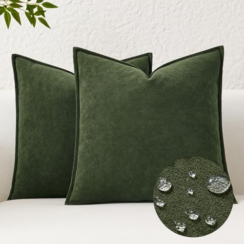 Kevin Textile Spring Waterproof Decorative 18″ x 18″ (Pack of 2) Moss Green