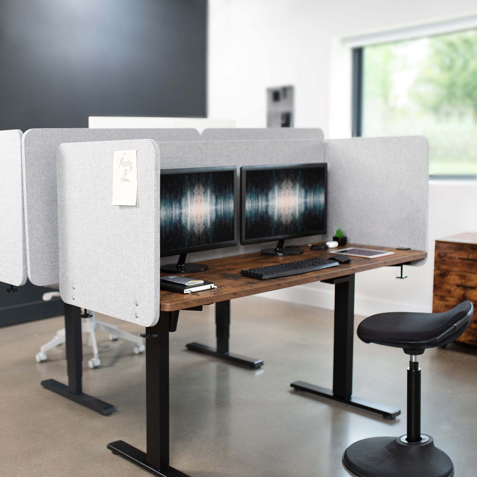 VIVO Gray Clamp-on 60 x 24 inch Desktop Privacy Panel | Cubicle Desk Divider