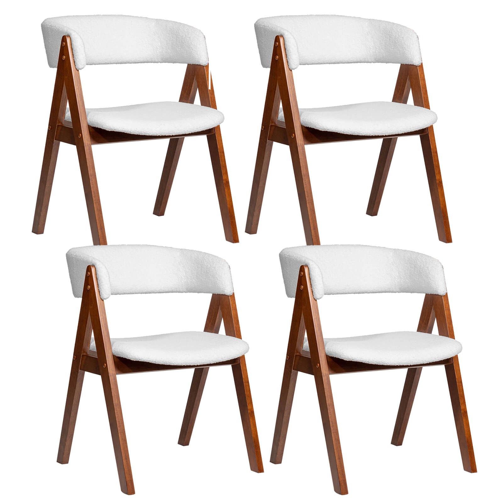 Dining Chairs Set of 4 Mid-Century Upholstered Kitchen Armchairs w/ Padded Seat
