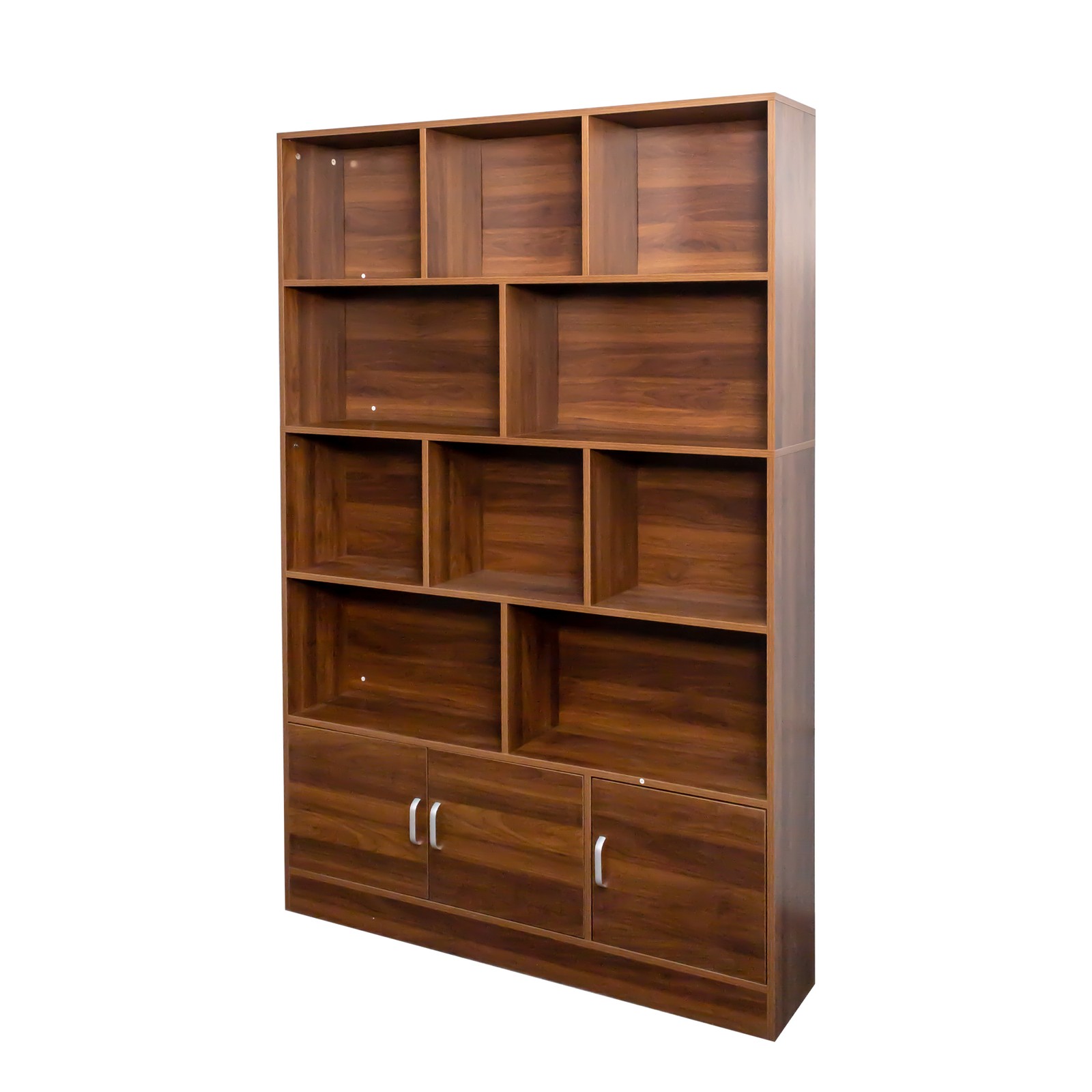 70.87″ Tall 10 Cube 3 Door 4-Tier Bookshelf Cabinet Storage Organizer