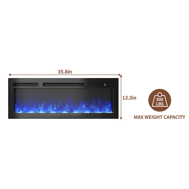 70″ Fireplace TV Stand with LED Light for 80 in TV Entertainment Center Black