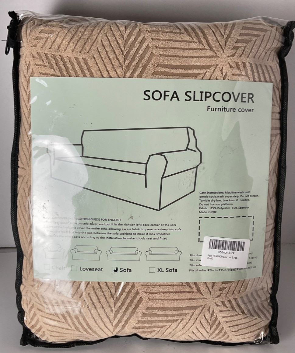 Sofa Slipcover Fits 72” To 92” Wide Textured Tan In Color Brand New