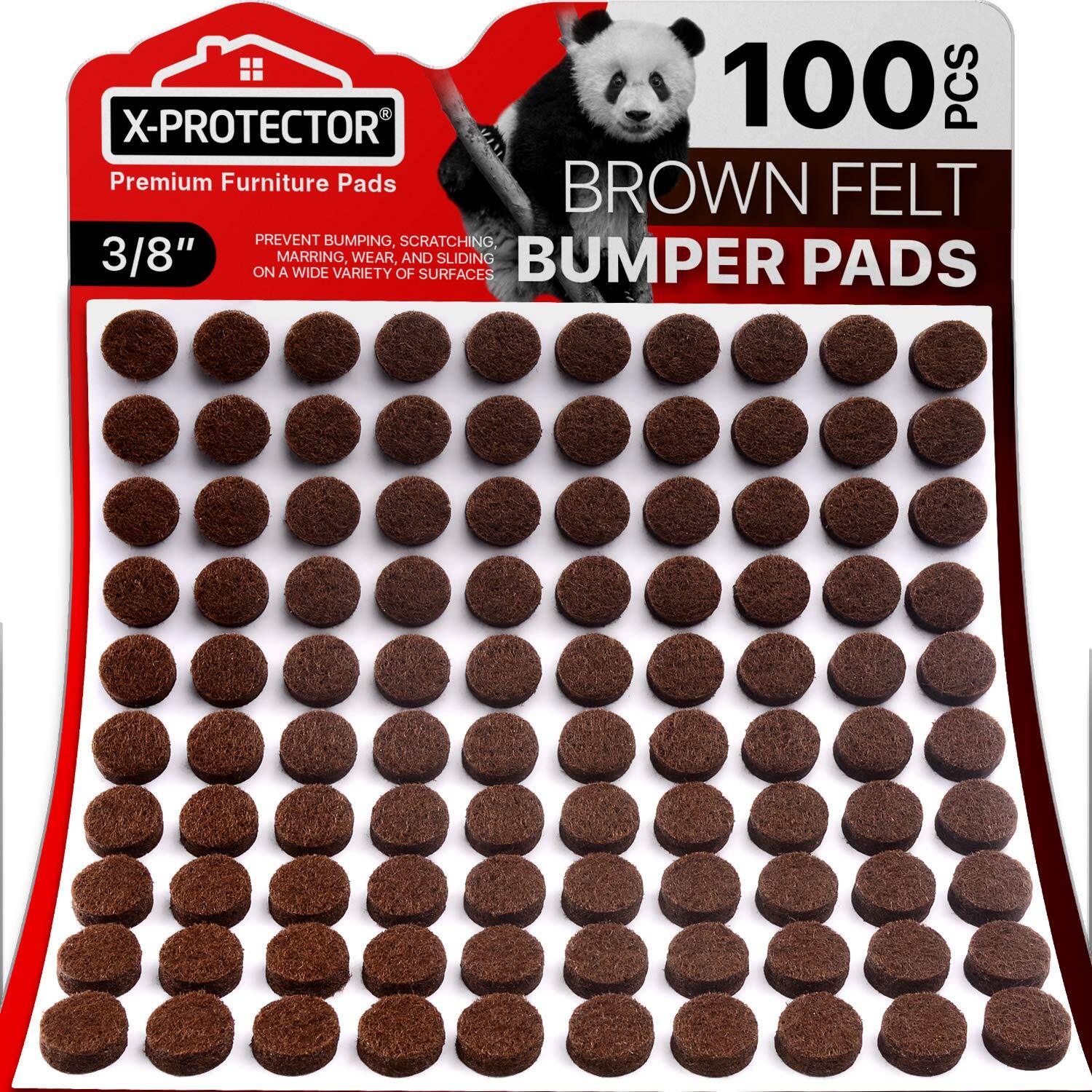 Cabinet Door Bumpers 100 Pcs “ Small Felt Pads 3/8 “ Ideal Brown Felt Bumpers “