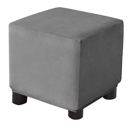 Ottoman Cover Square Velvet Storage Ottoman 13″D x 13″W x 15″H Dark Gray