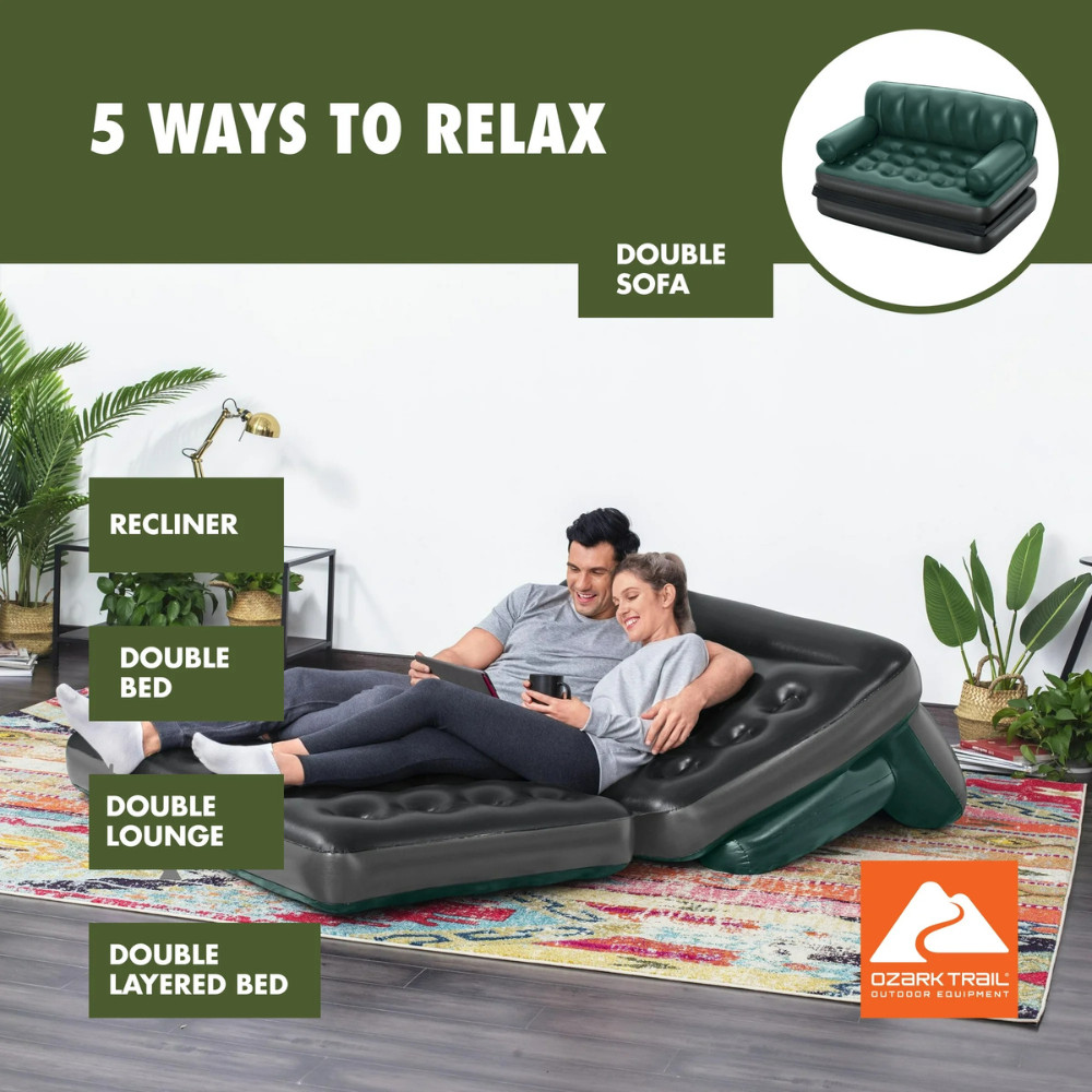 Ozark Trail Multi-Max 5-in-1 Inflatable Air Couch Queen Sofa Bed Sleeper Camping