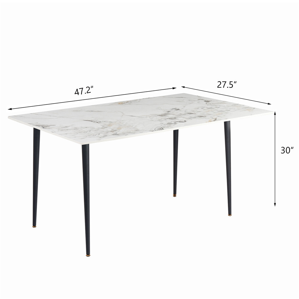 47.2″ Solid Marble Medium Dining Room Table Kitchen Slab Dinner Table Waterproof
