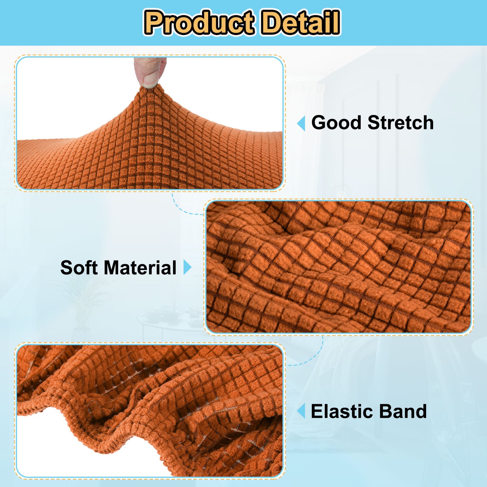 2pcs 18x18x18cm Stretch Footrest Cover for Foot Stool, Orange