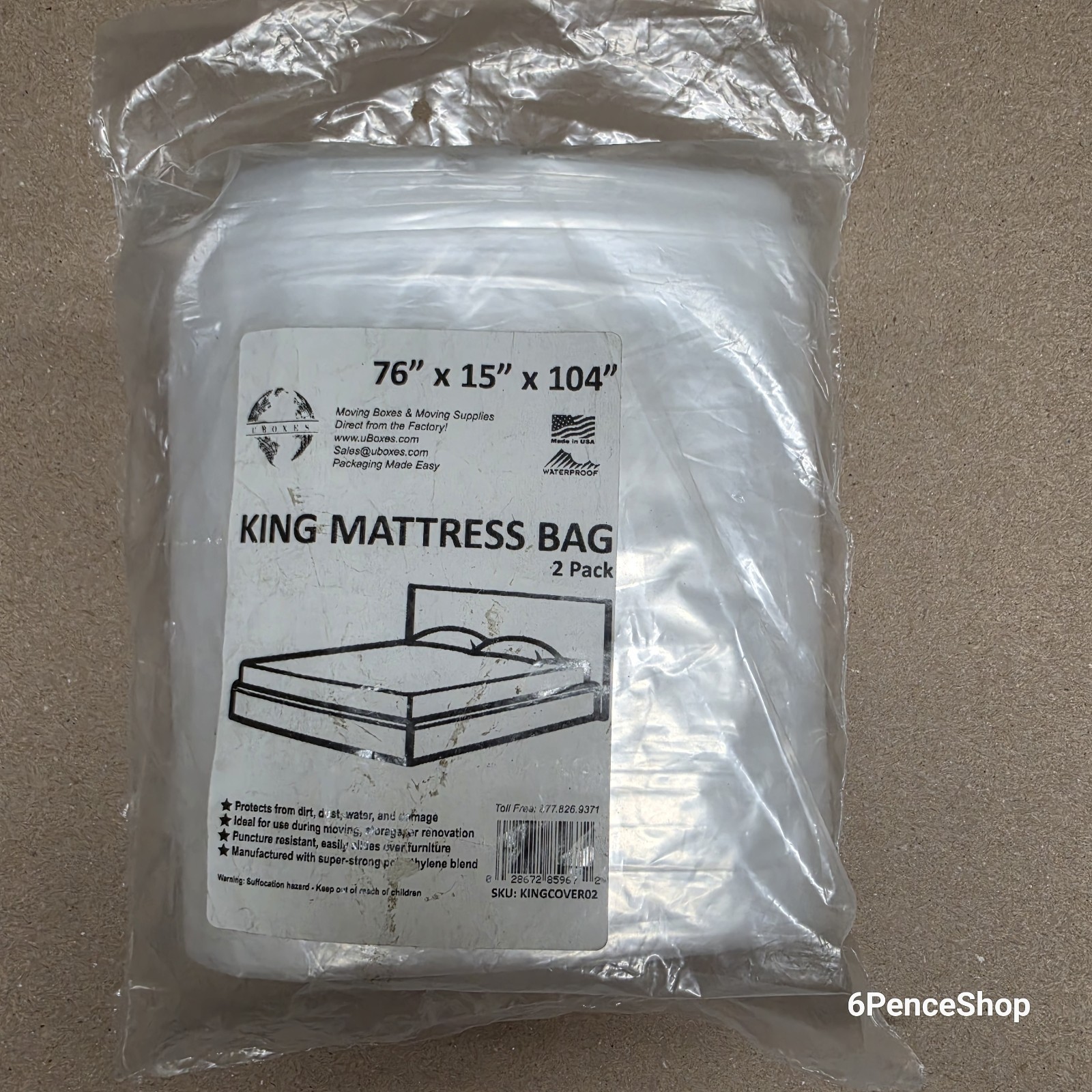 aged stock King Mattress Poly Covers, 76 x 15 x 104 inch, 2 Count Clear in 1pack
