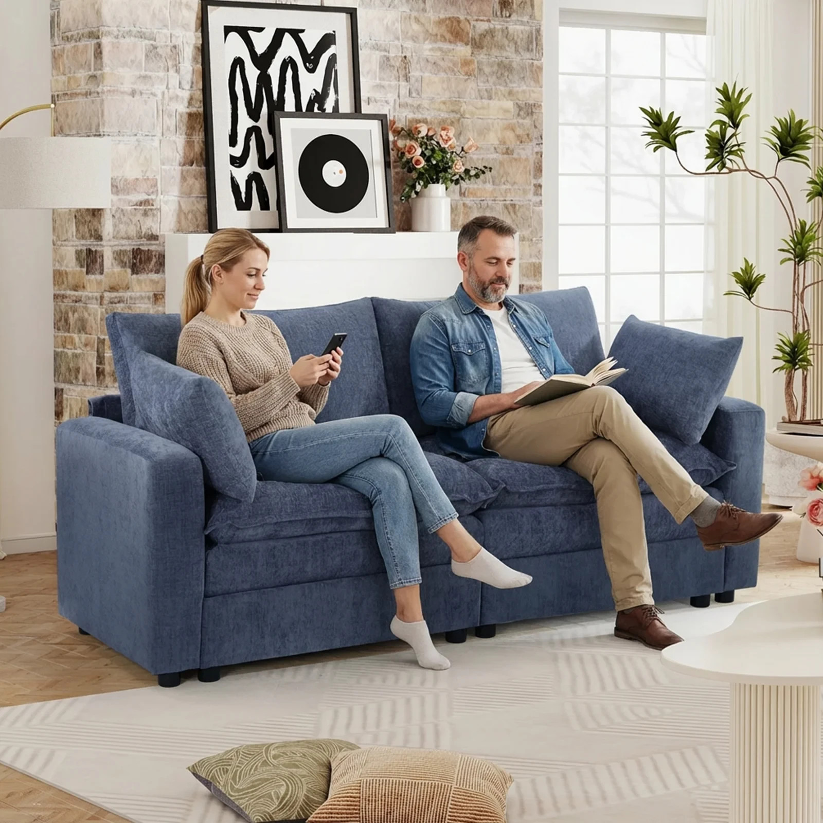 EBELLO Modular Sectional Sofa Modern Loveseat 2-Seat Cloud Couch for Living Room