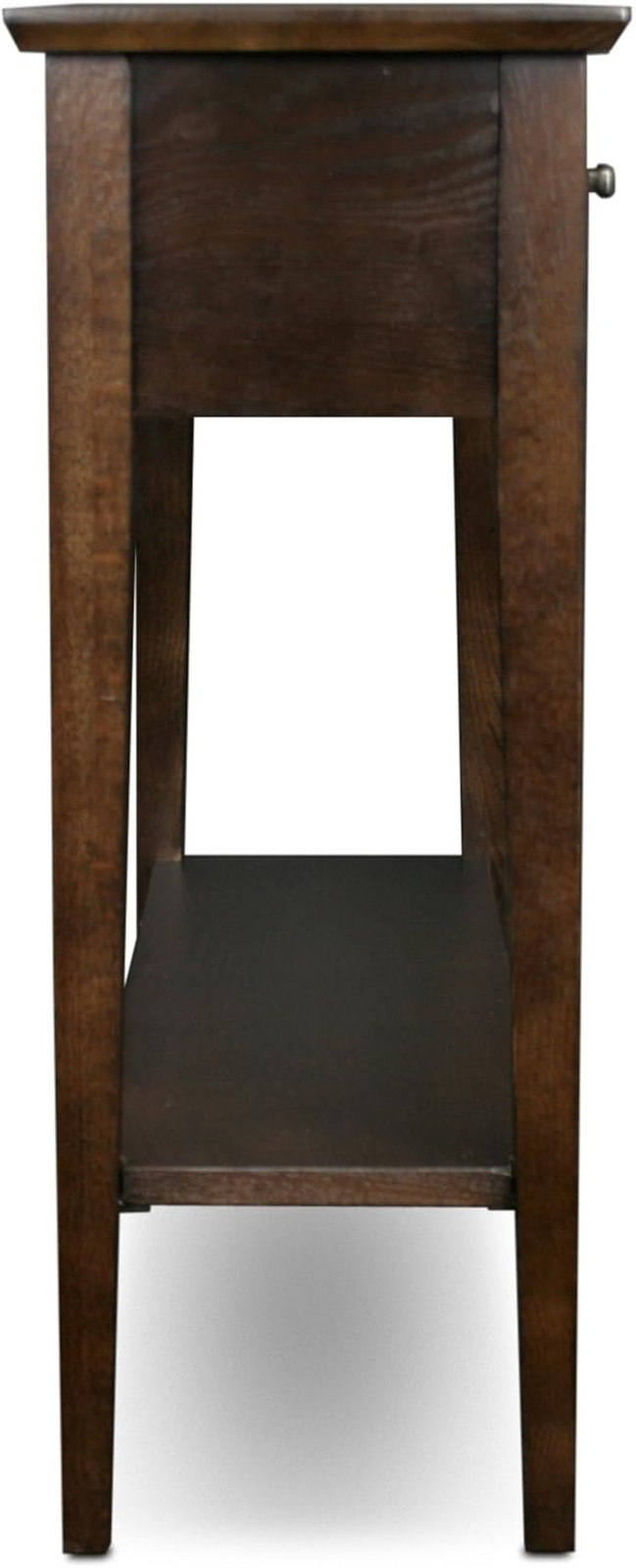 10075-CH Two Drawer Sofa Table Hall Console with Shelf, Chocolate Oak, 11 in X 3