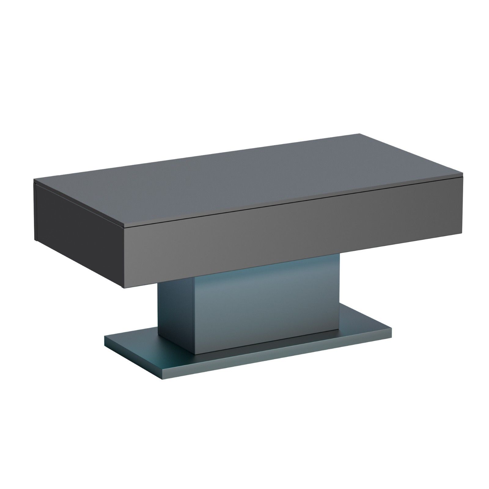 Coffee Table with LED Light, High-Gloss Black With Drawer Living Room Furniture
