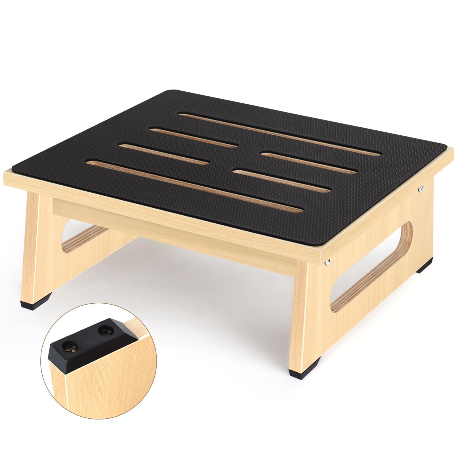 Step Stool Bed Steps High Beds Adults NonSlip Handles 450 LBS Capacity Natural