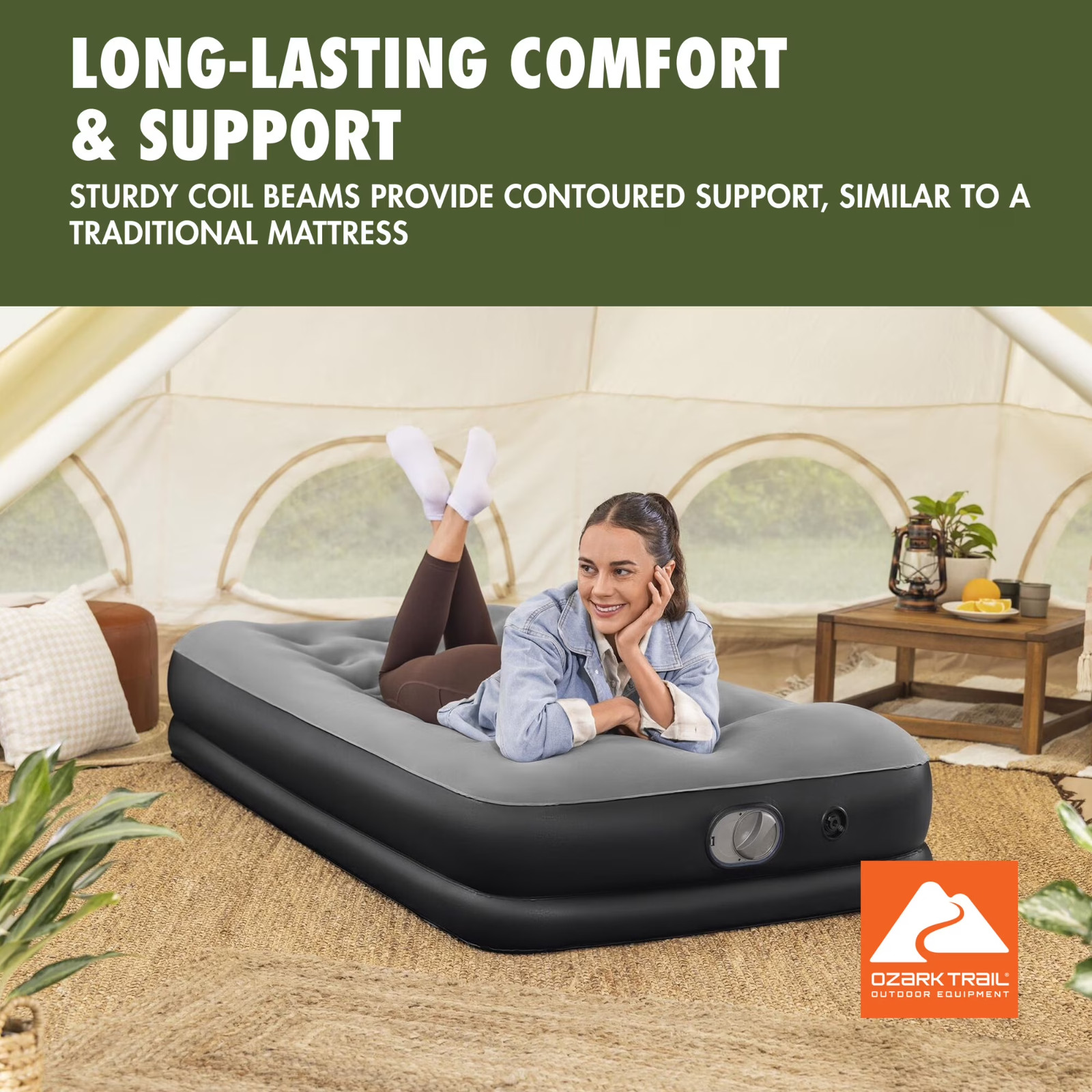 Ozark Trail Tritech Twin Airbed Mattress W/ Built-In AC Pump & Storage Bag