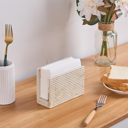Natural Travertine Textures Napkin Holder Paper Napkins Holder 6 Inches Beige
