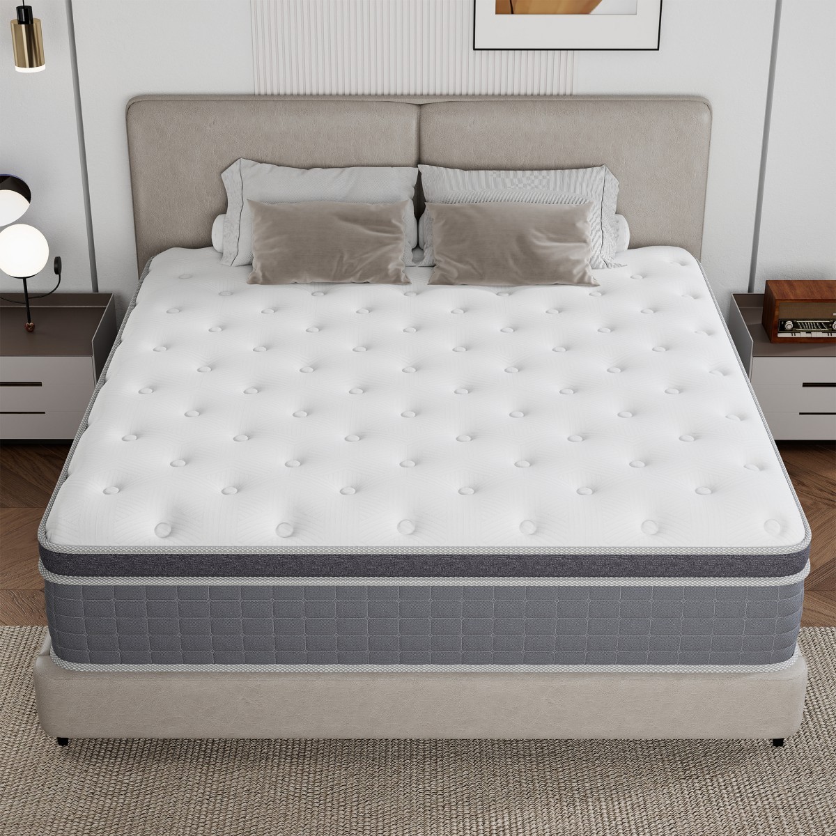12 Inch Queen Size Mattress In a Box Gel Memory Foam Pocket Spring Medium Firm