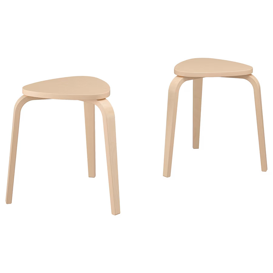 NEW Set of 2 IKEA KYRRE Stools Birch Plywood Stackable Modern Chairs 604.169.25