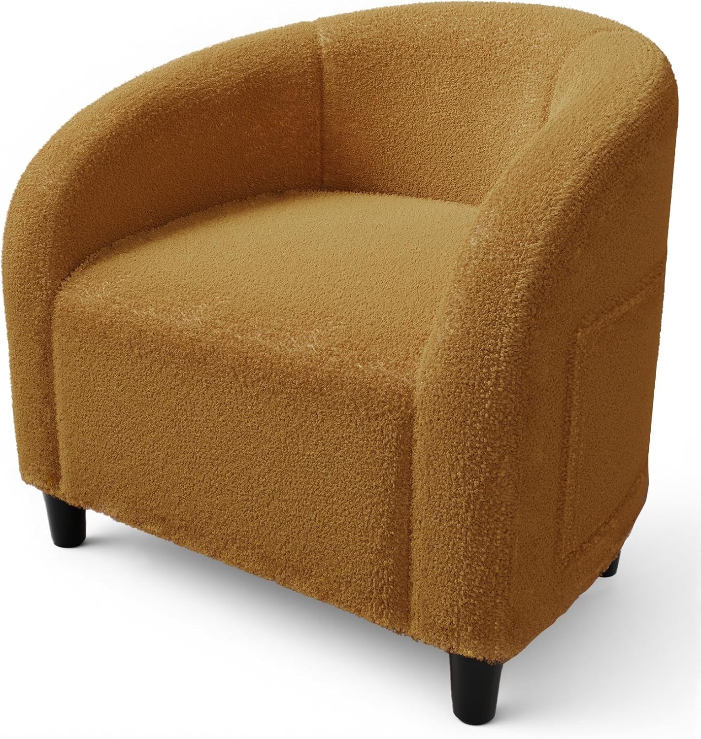 Boucle Accent Chair, Barrel Chair with Wraparound Backrest & Cozy Boucle Fabric