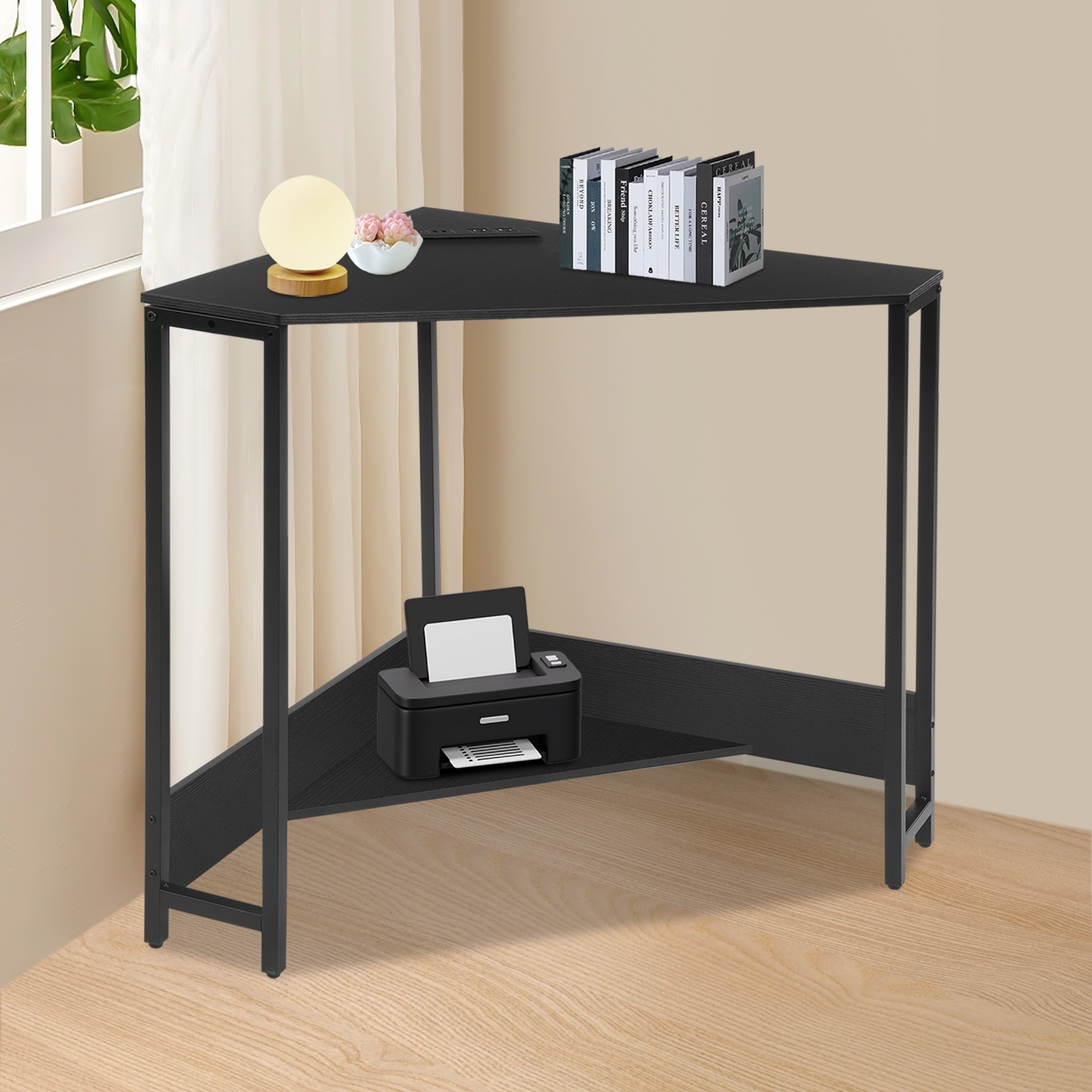 Small Computer Desk with Outlet Home Office Desk Free Standing Corner Desk
