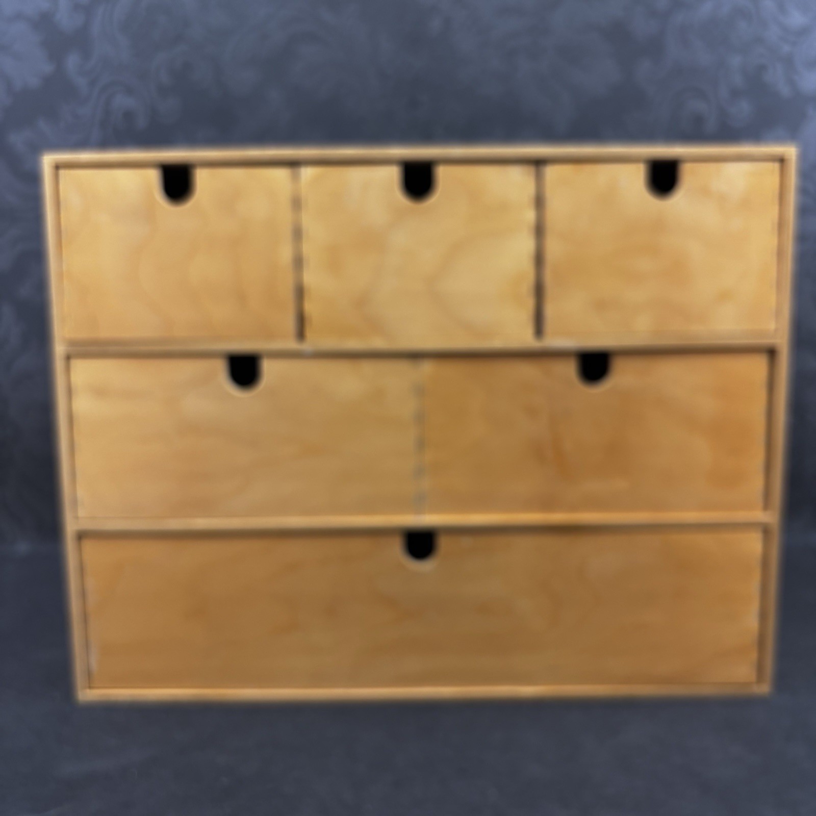 IKEA Moppe Birch Plywood Storage 6 Drawers Cabinet Chest Jewelry Box Wood 16”
