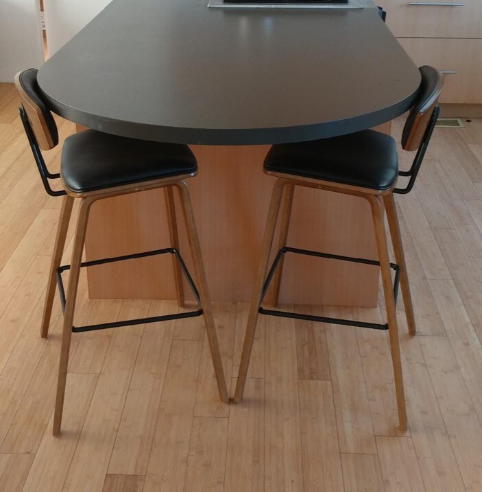 Set of 2 Mid Century Counter Height Bar Stools 28.5-inch Modern Kitchen Chairs