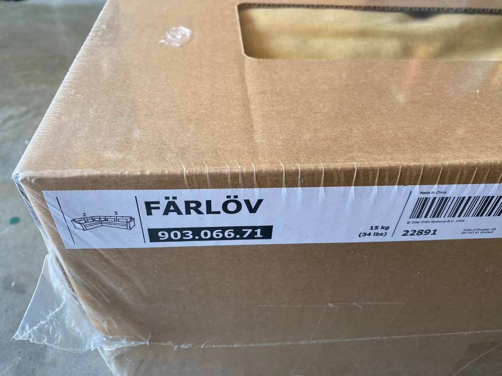 IKEA FARLOV Sectional 2+3 Sofa Right Couch Cover Slipcover -Djuparp Yellow Beige