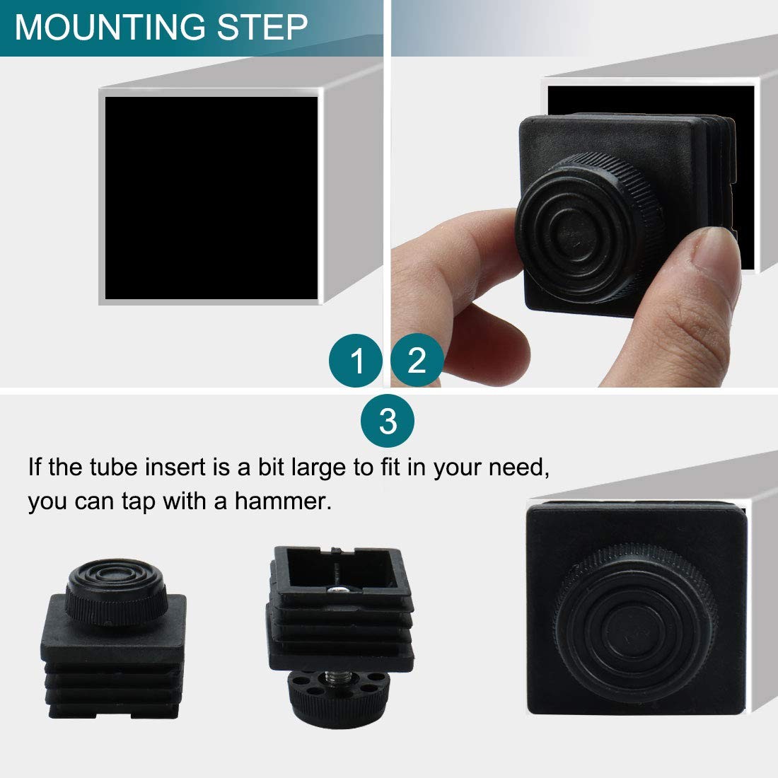 uxcell Leveling Feet 38 x 38mm Square Inserts Kit Furniture Glide Adjuster 4 Set