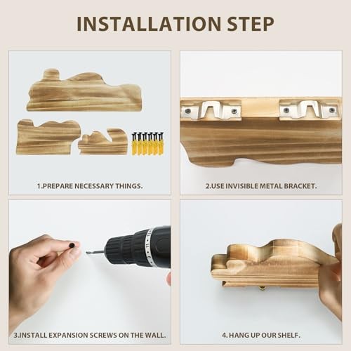 3 Sets Small Floating Shelves for Wall, 3 Size Rustic Live Edge Floating