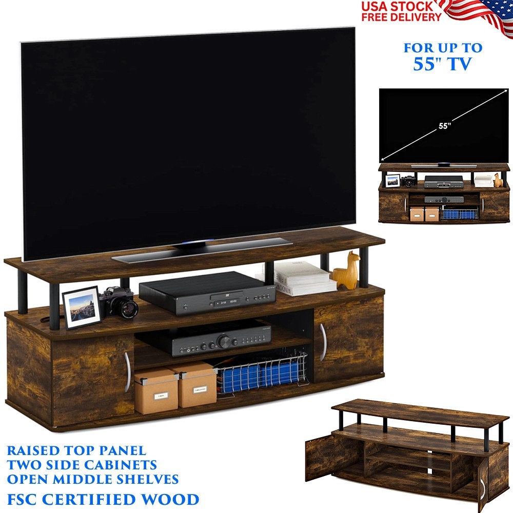TV STAND FOR 55″ TV ENTERTAINMENT CENTER MEDIA CONSOLE STORAGE CABINETS SHELVES
