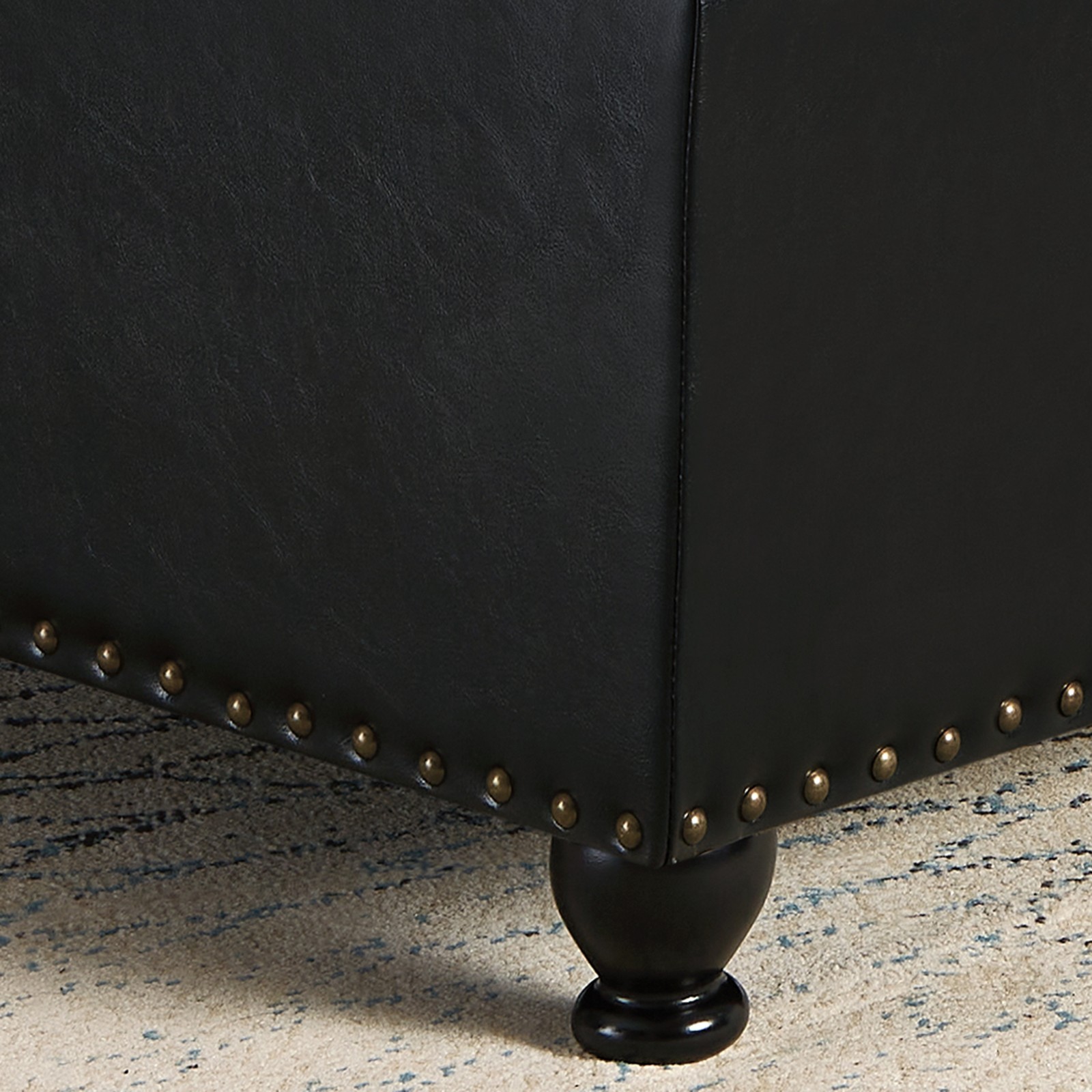 Square Button Tufted Storage Ottoman Upholstered Coffee Table With Nail Trims