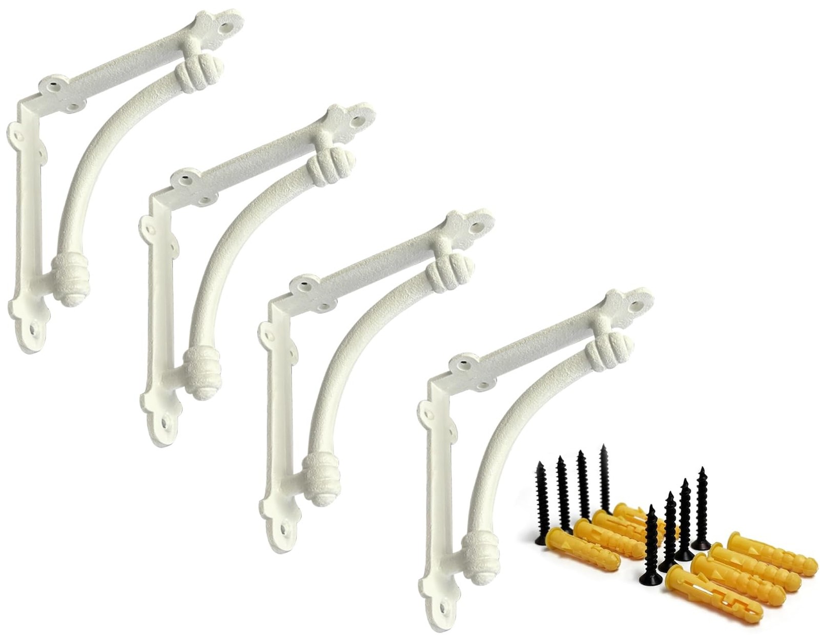 4 PCS White Cast Iron Half Round Decorative Wall Shelf Brackets 5.5×1.2×5.5 In