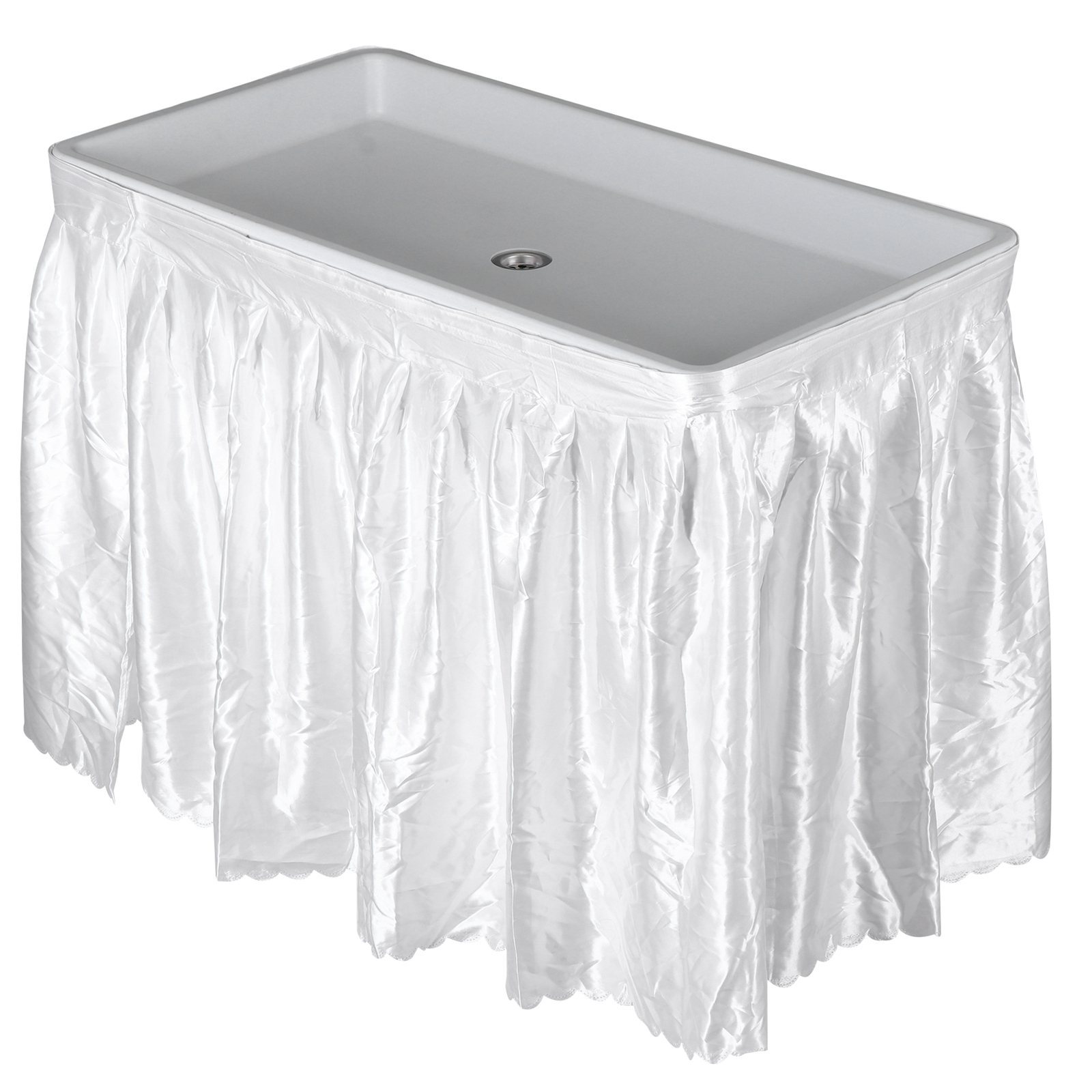 40.5” Folding Ice Cooler Table with Detachable White Skirt Party Table Outdoor