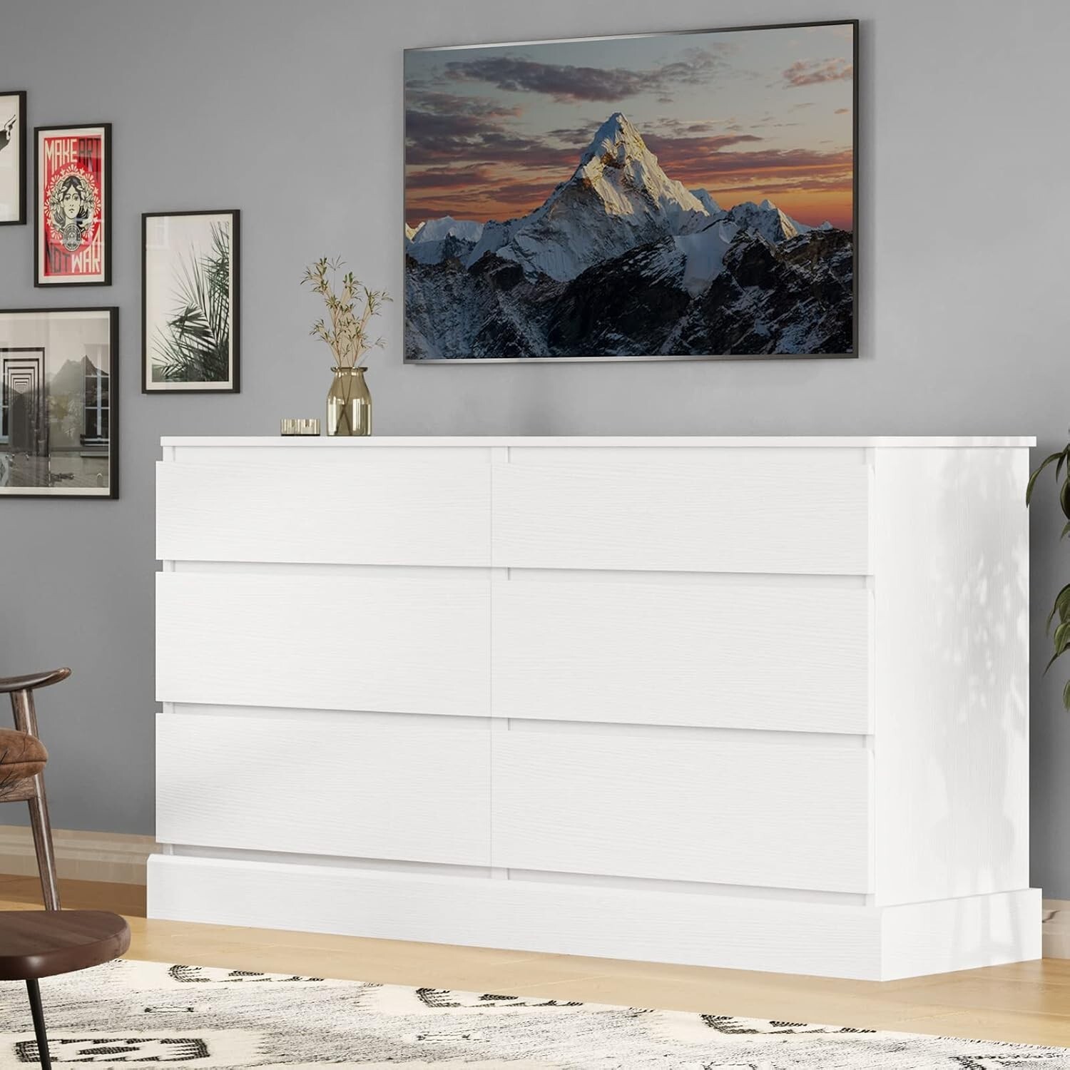 6 Drawer Double Dresser for Bedroom Chest of 6 Drawers Clothing Storage Cabinet