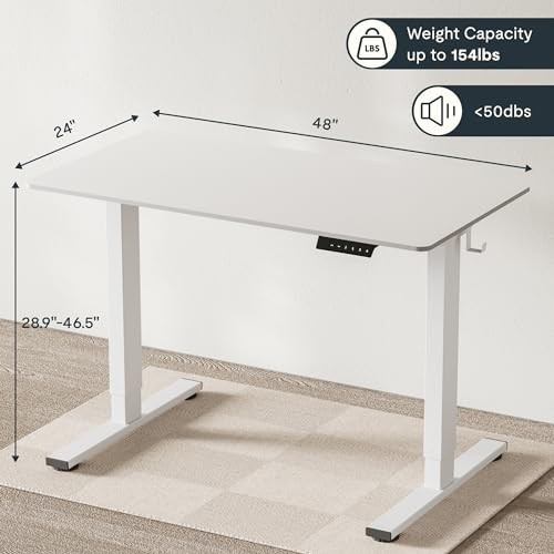 FLEXISPOT HOME OFFICE HEIGHT ADJUSTABLE STANDING DESK 48″ X 24″ EN1W48 – WHITE