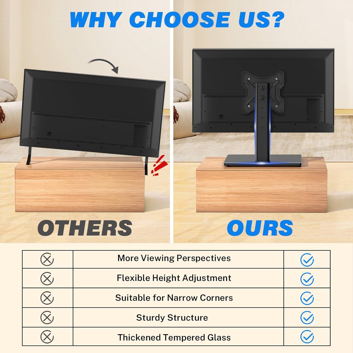 Rfiver Universal Swivel Tabletop TV Stand for Flat Screens 23 24 26 32 39 40 …