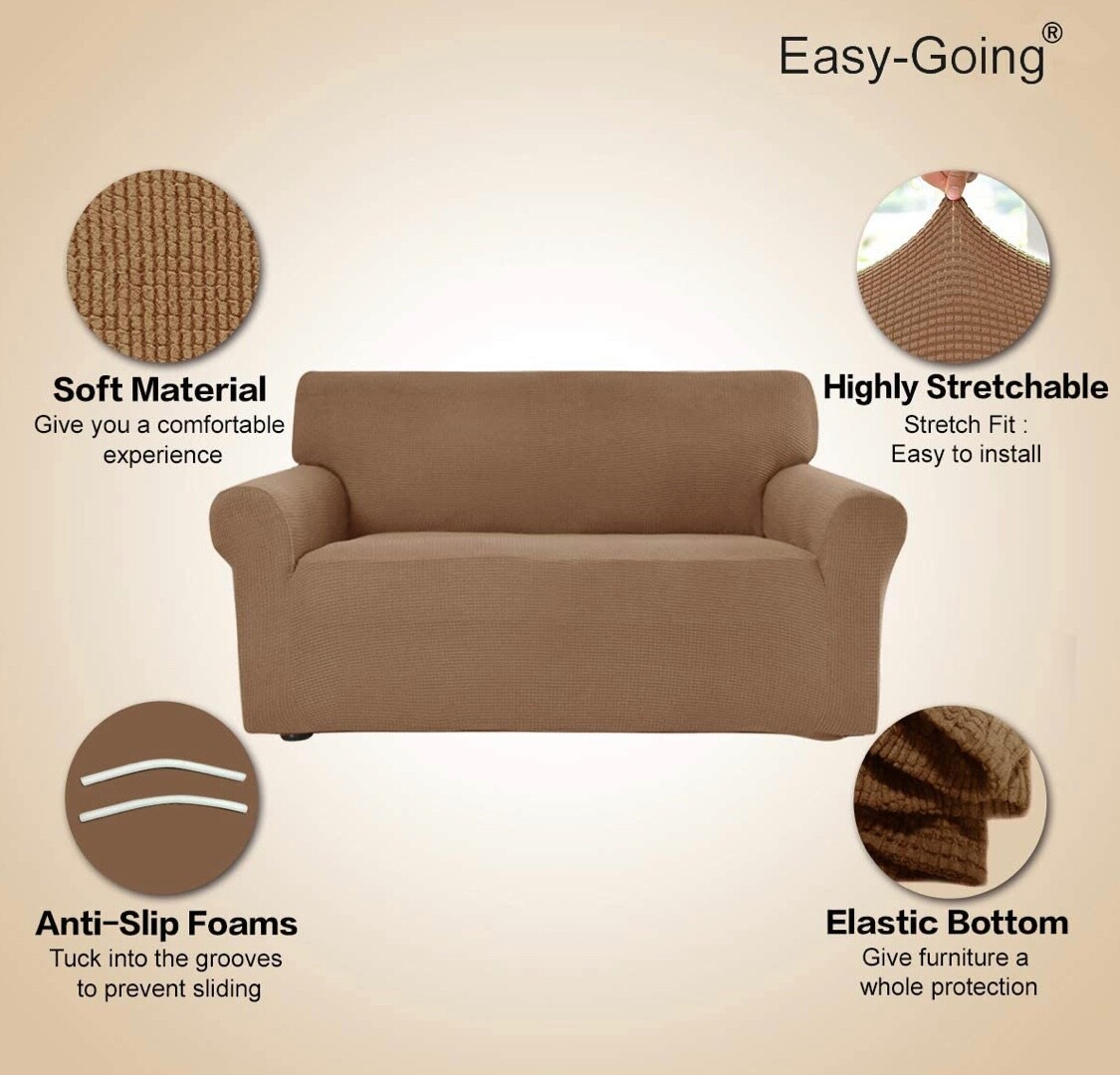 Stretch Oversized Slipcover By Easy-Going, Ivory, Easy Care, Anti-slip, Elastic