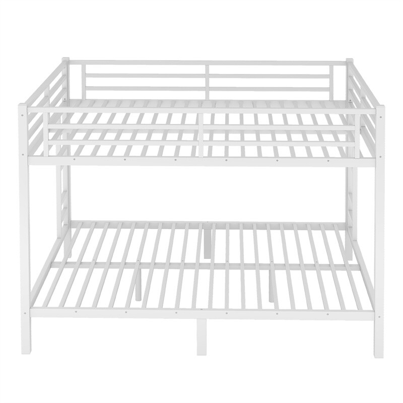 Metal Queen Over Queen Bunk Bed for Teen and Adults Space-Saving – White