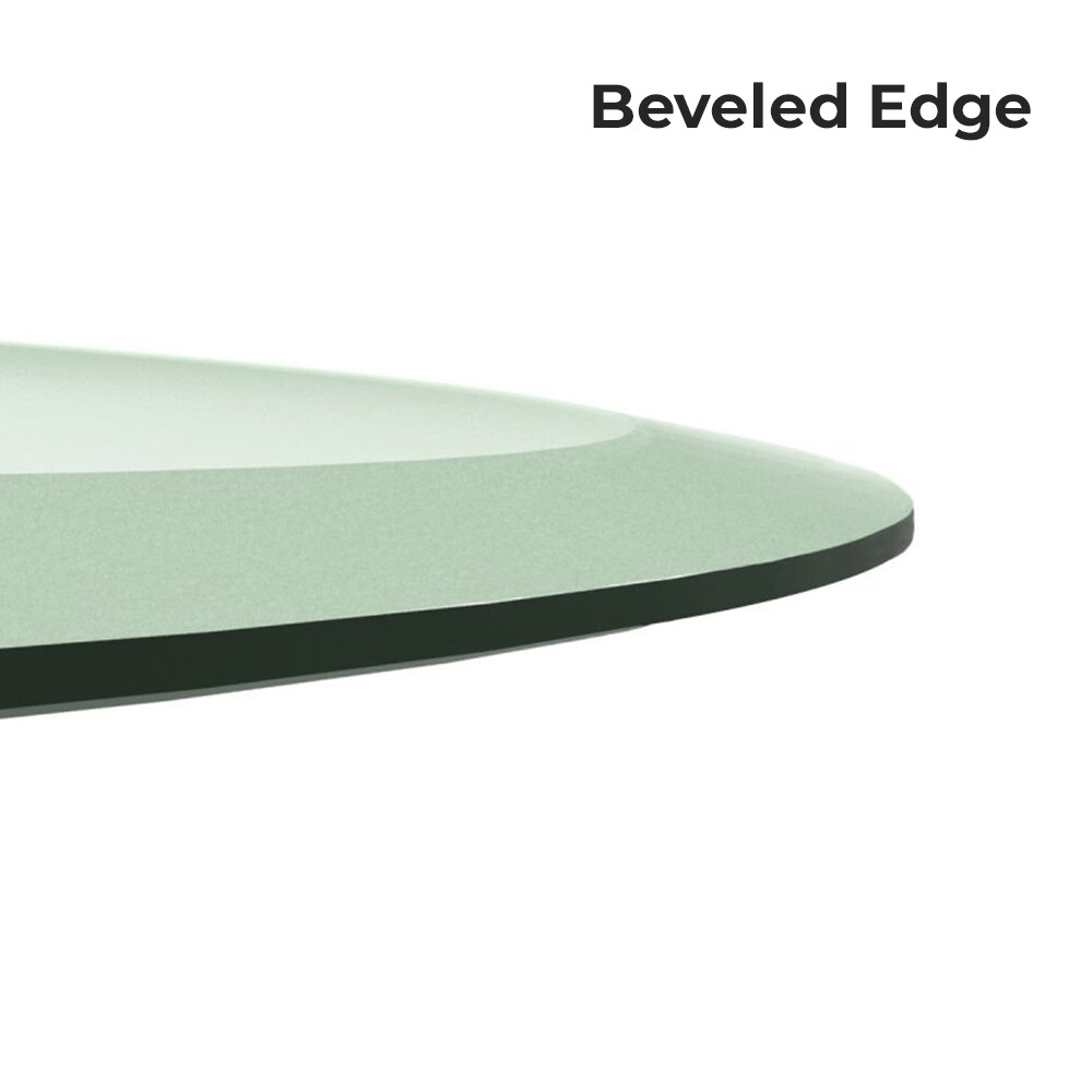 Clear 1/2″ Inch Thick Round Tempered Glass Table Top with Beveled Polished Edge