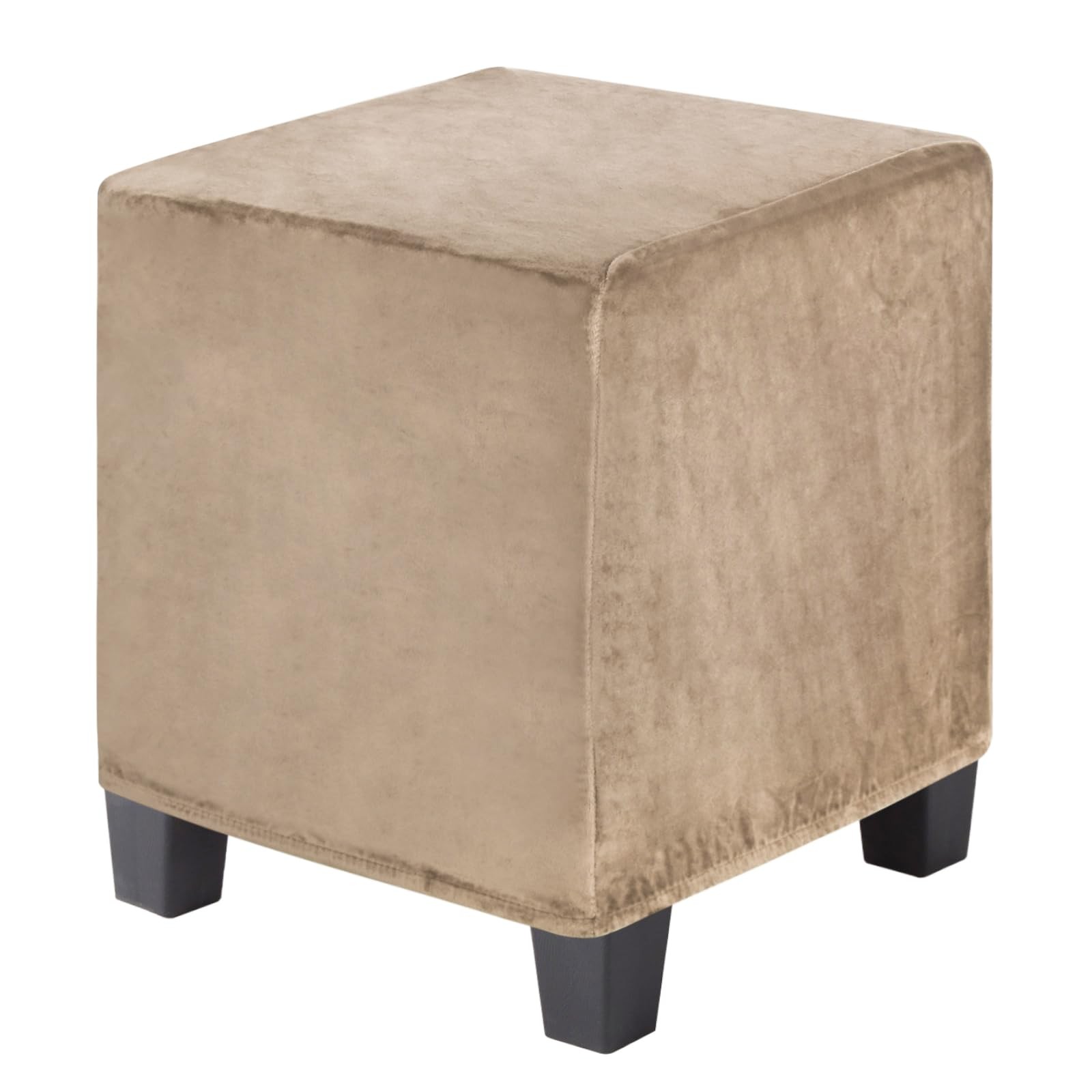 1-Pack Square Ottoman Cover, 13 x 13 x 15 Inch Stretchable Velvet Fabric Otto…