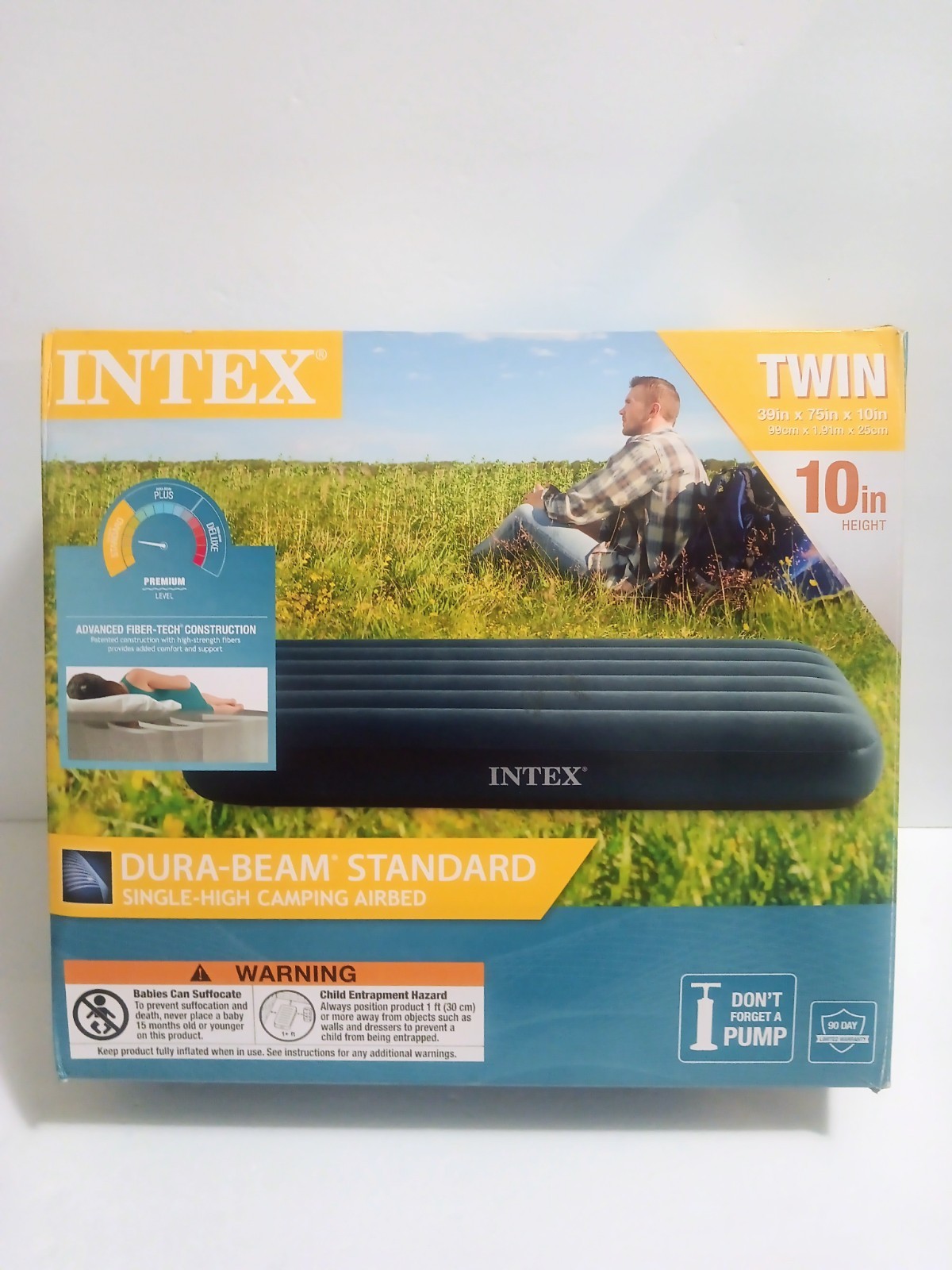 Intex Dura-Beam Standard Single-High Camping Airbed Twin 39in x 75in x 10in