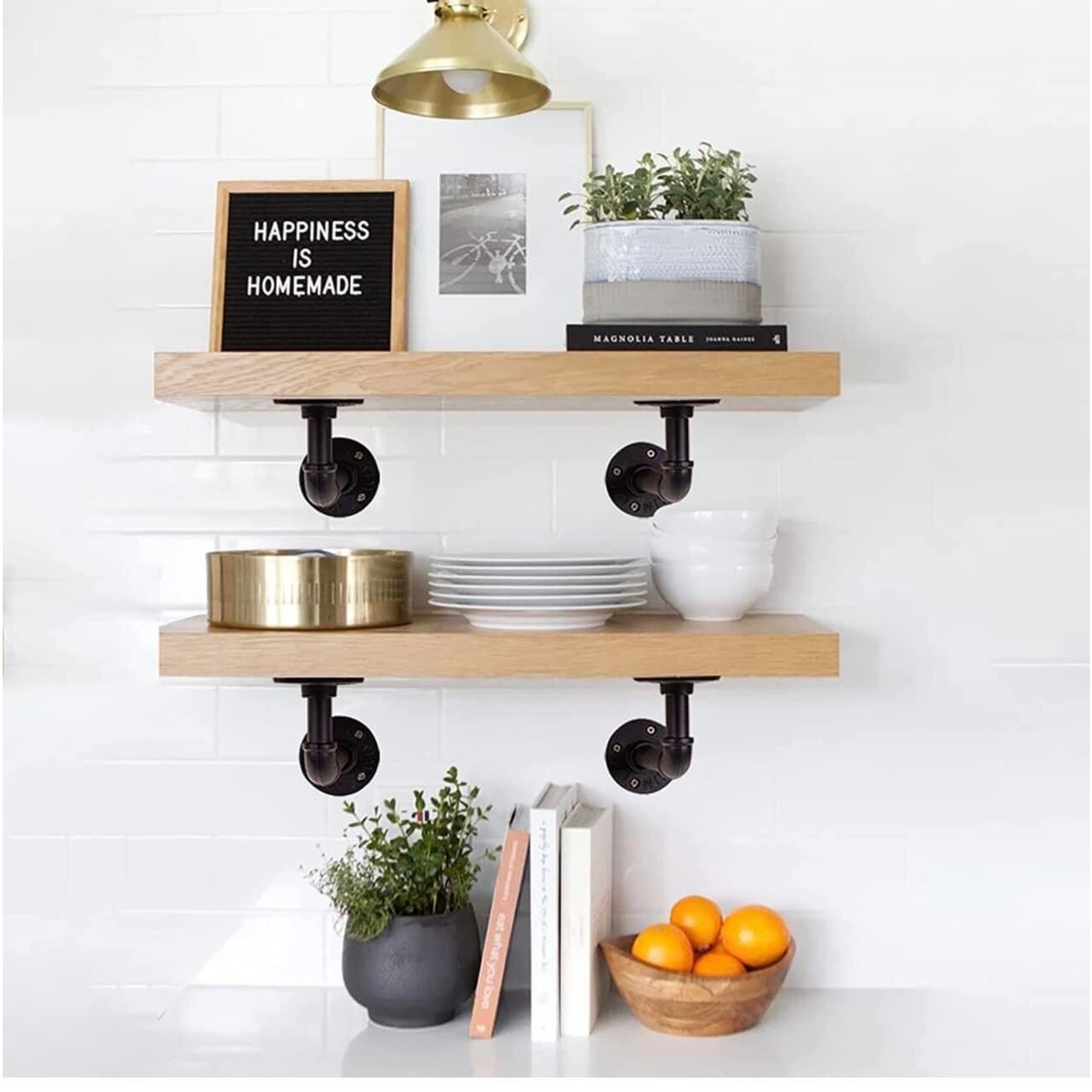 Floating Shelf Brackets Hanging Wall Mounted DIY Industrial Pipe Heavy Duty, NEW