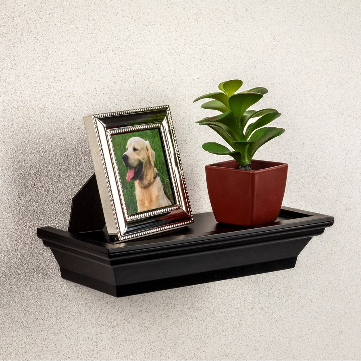 Small BLACK Floating Plastic Wall Shelf Shelving 8.6″ L x 4″ D Holds 5 lbs