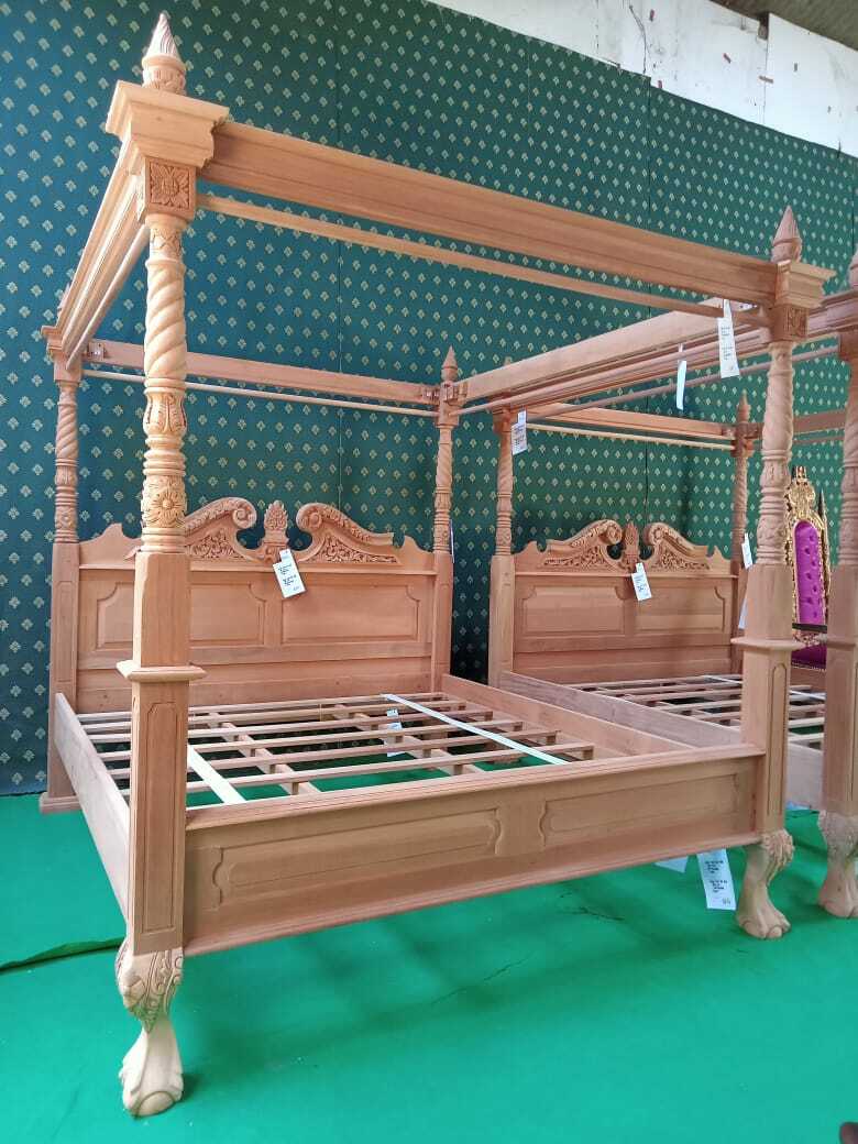 Mahogany 6′ Super King Natural french Queen Anne shabby chich Four Poster Bed