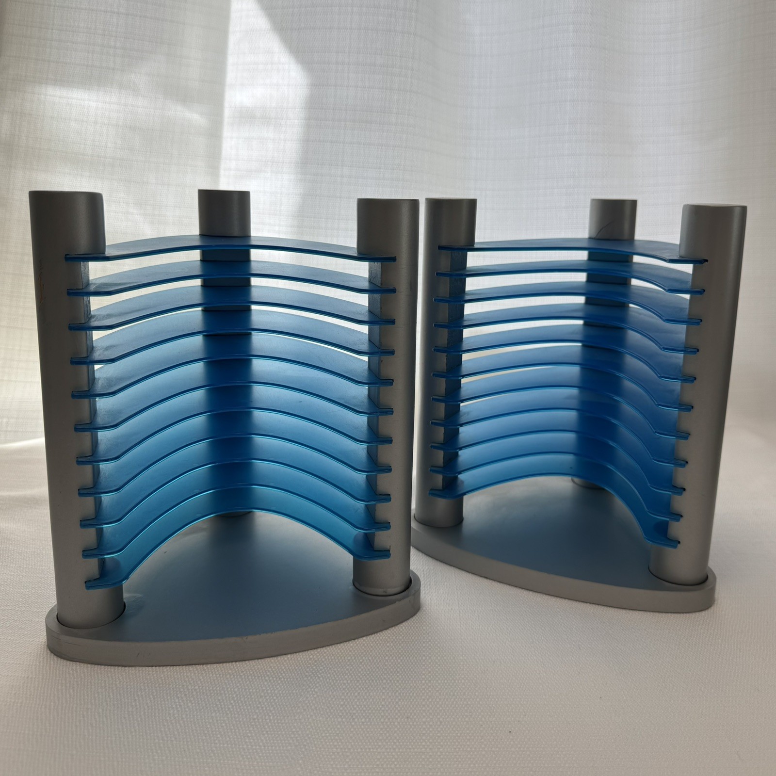 💿 VTG Blue Atlantic 10 CD Tower Rack Storage Holder Futuristic Retro 90s Y2K
