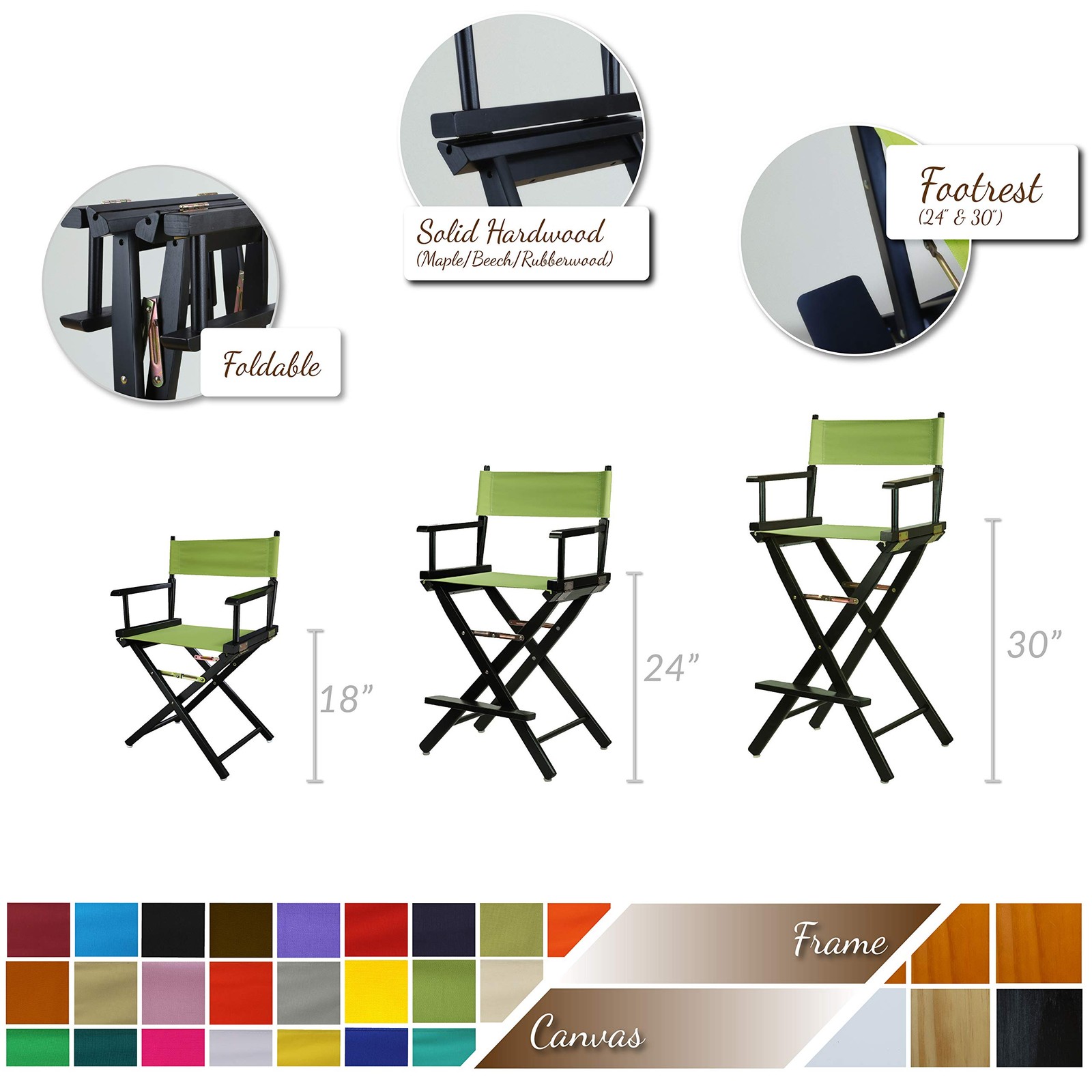 Casual Home 18 Directors Chair Natural Frame Black Canvas