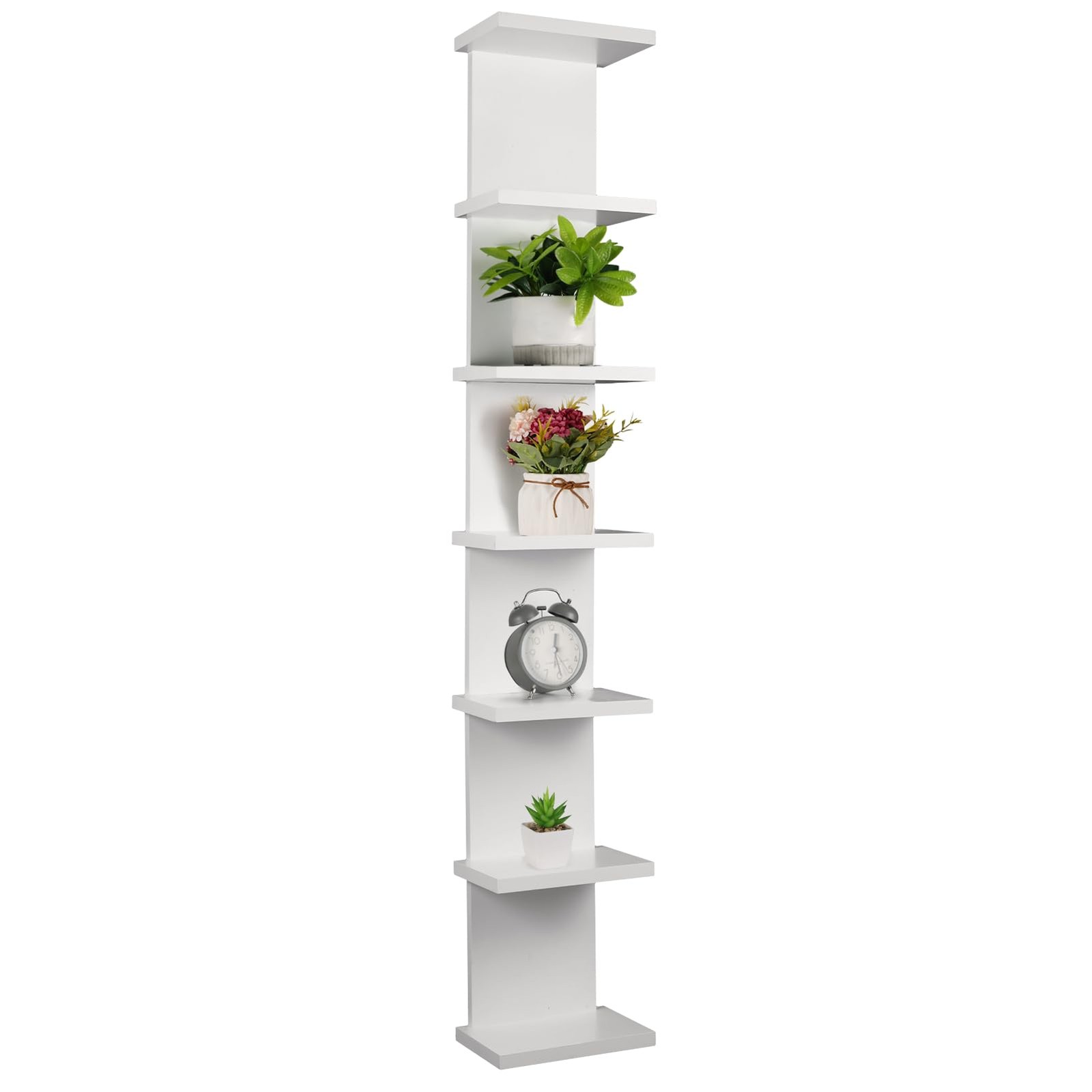 Hlimior 7 Tier Wall Shelf Unit – 43.3 inches x 7.1 x 5.5 inches, White
