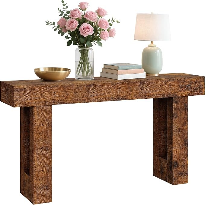 63″ Farmhouse Console Table Long Entryway Console Table Solid Wood Console Table