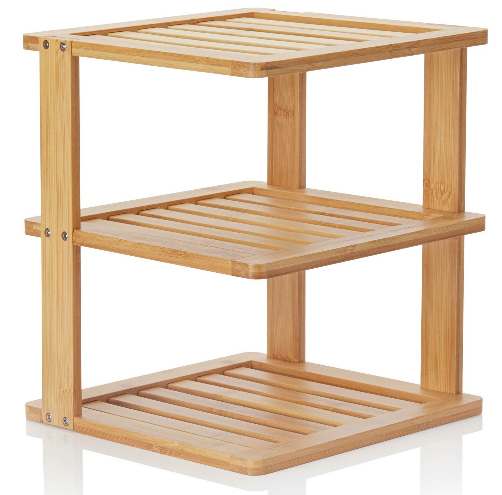 Bamboo Corner Shelf 3 Tier 10 X 10 Inch And 11.5 Inches High. Kitchen Cabinet Or